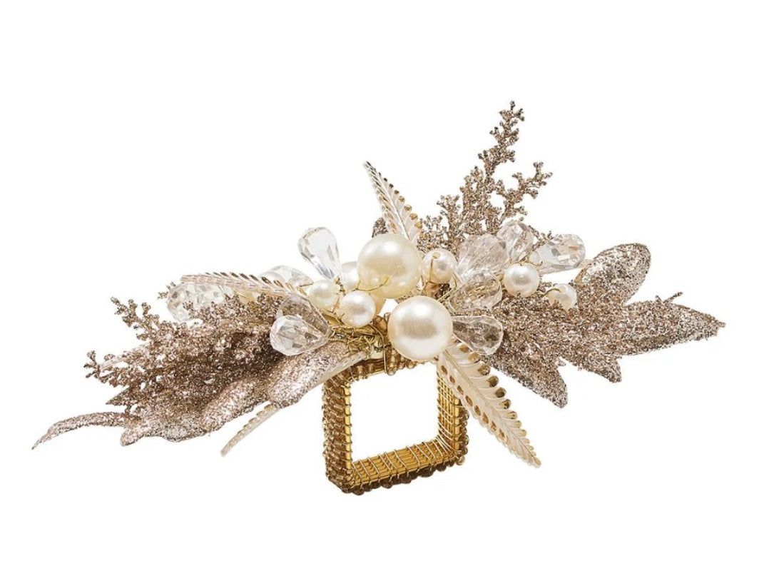 Gilded Spray Napkin Ring in Gold & Silver, Set of 4