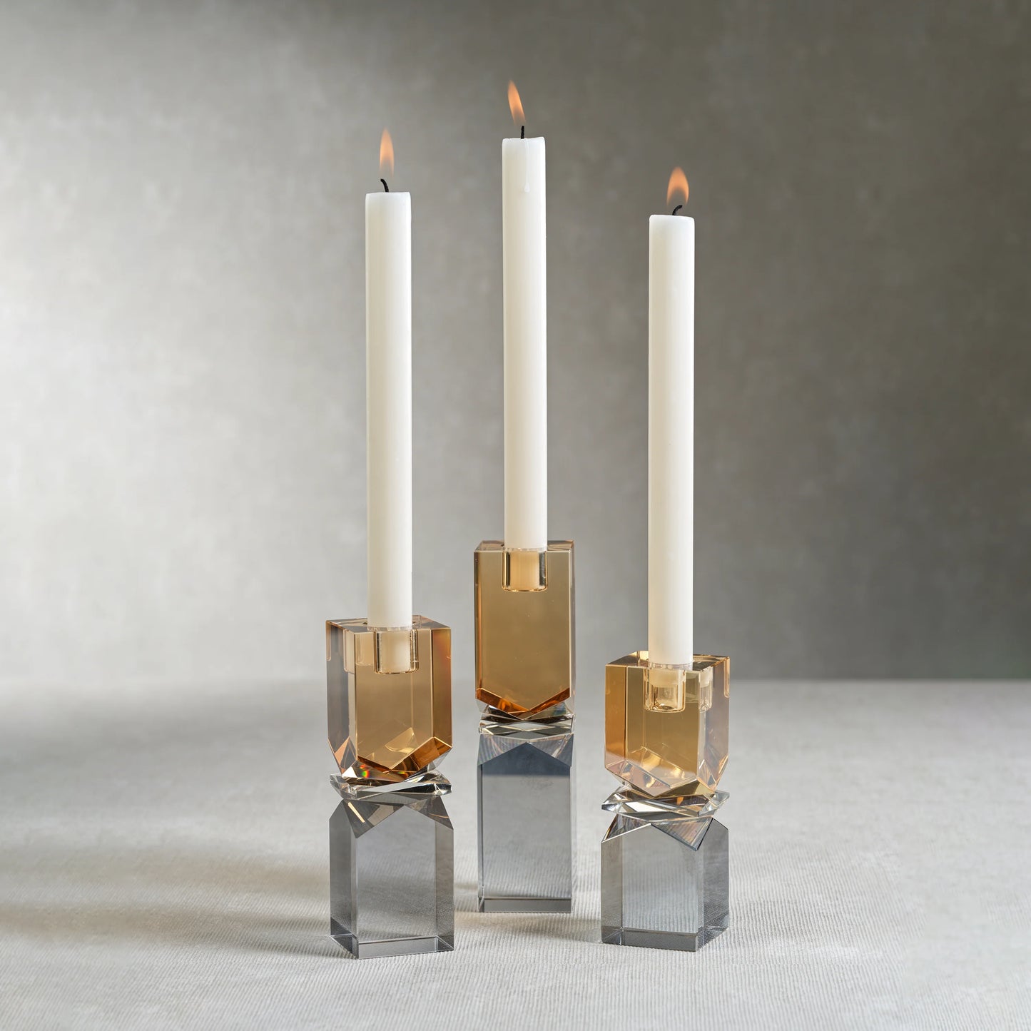 Vienna Artistry Two-Tone Crystal Candle Holder - Smoke & Gold - Medium