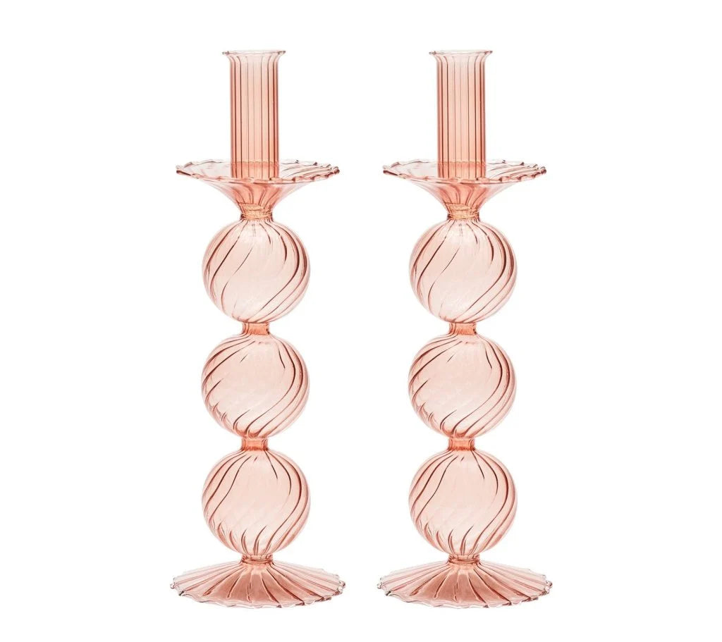 Iris Tall Candle Holder in Blush, Set of 2