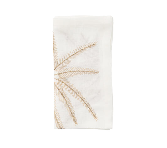 Palm Coast Napkin in White, Natural & Gold, Set of 4