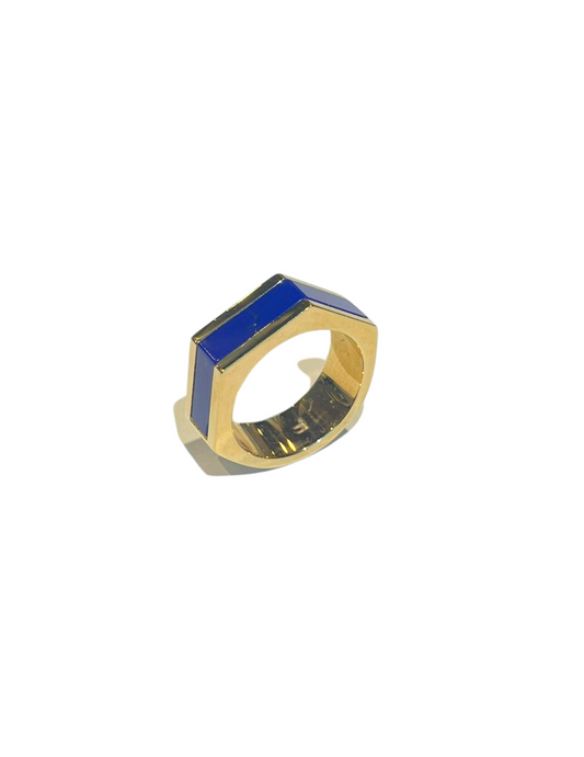 Anillo trapecio lapizlazuli