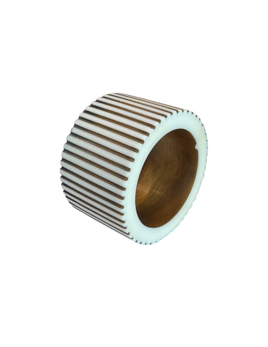 Pinstripe White & Brown Napkin Ring, Set of 4