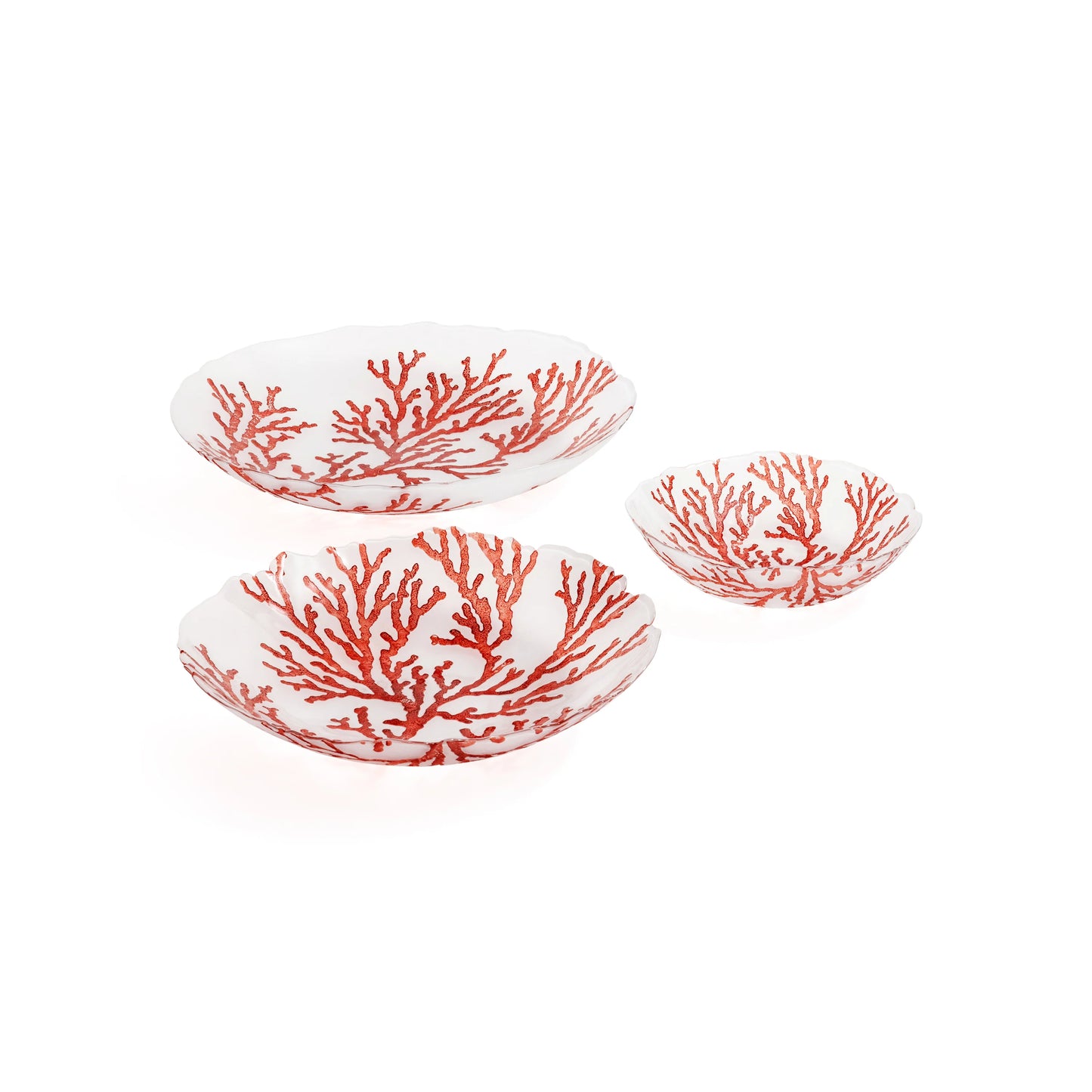 Glass Coral Design Bowl - 8.75 in
