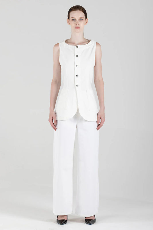 Jay Long Vest - Vintage White