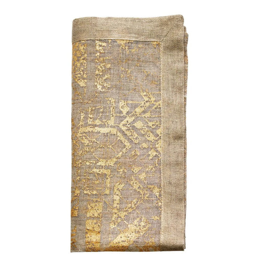 Distressed Natural & Gold Napkin, Set of 4