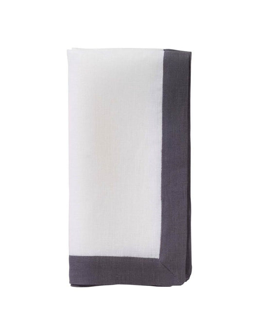 Orta White & Charcoal Napkin, Set of 4