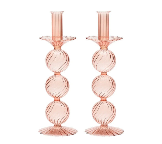 Iris Tall Candle Holder in Blush, Set of 2