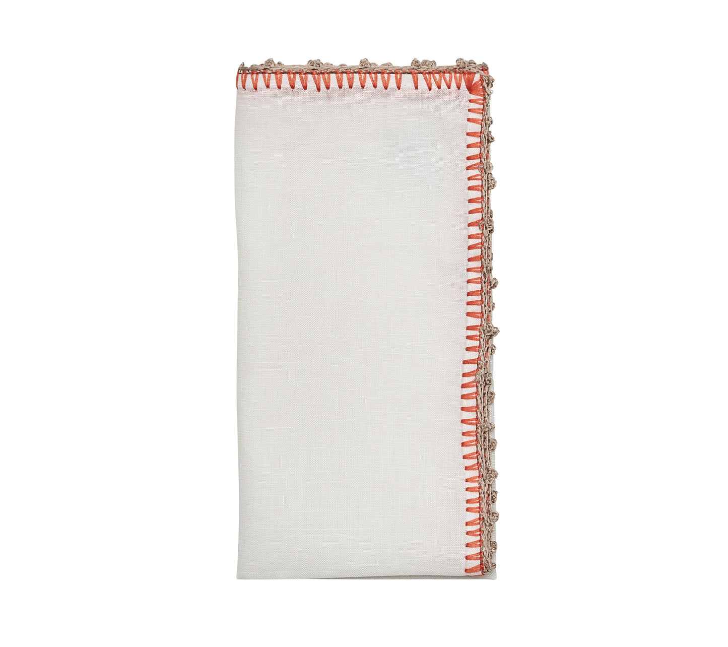 Knotted Edge Napkin in White, Natural & Orange, Set of 4