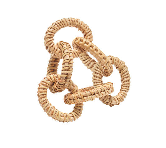 Rattan Link Napkin Ring in Natural, Set of 4