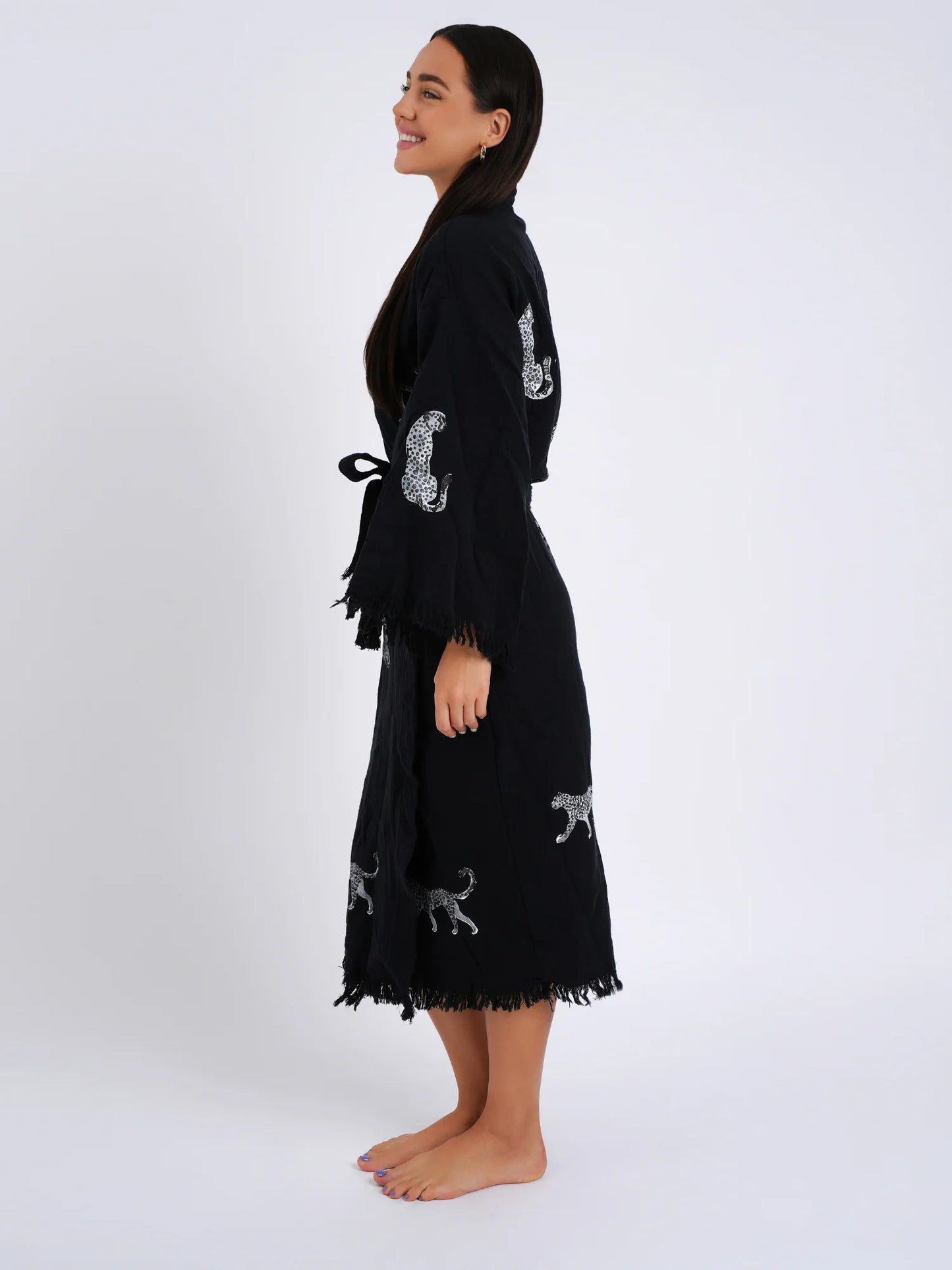 Black Leopard Kimono
