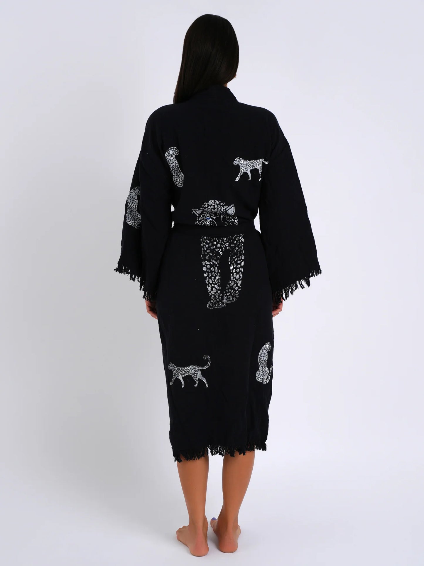 Black Leopard Kimono