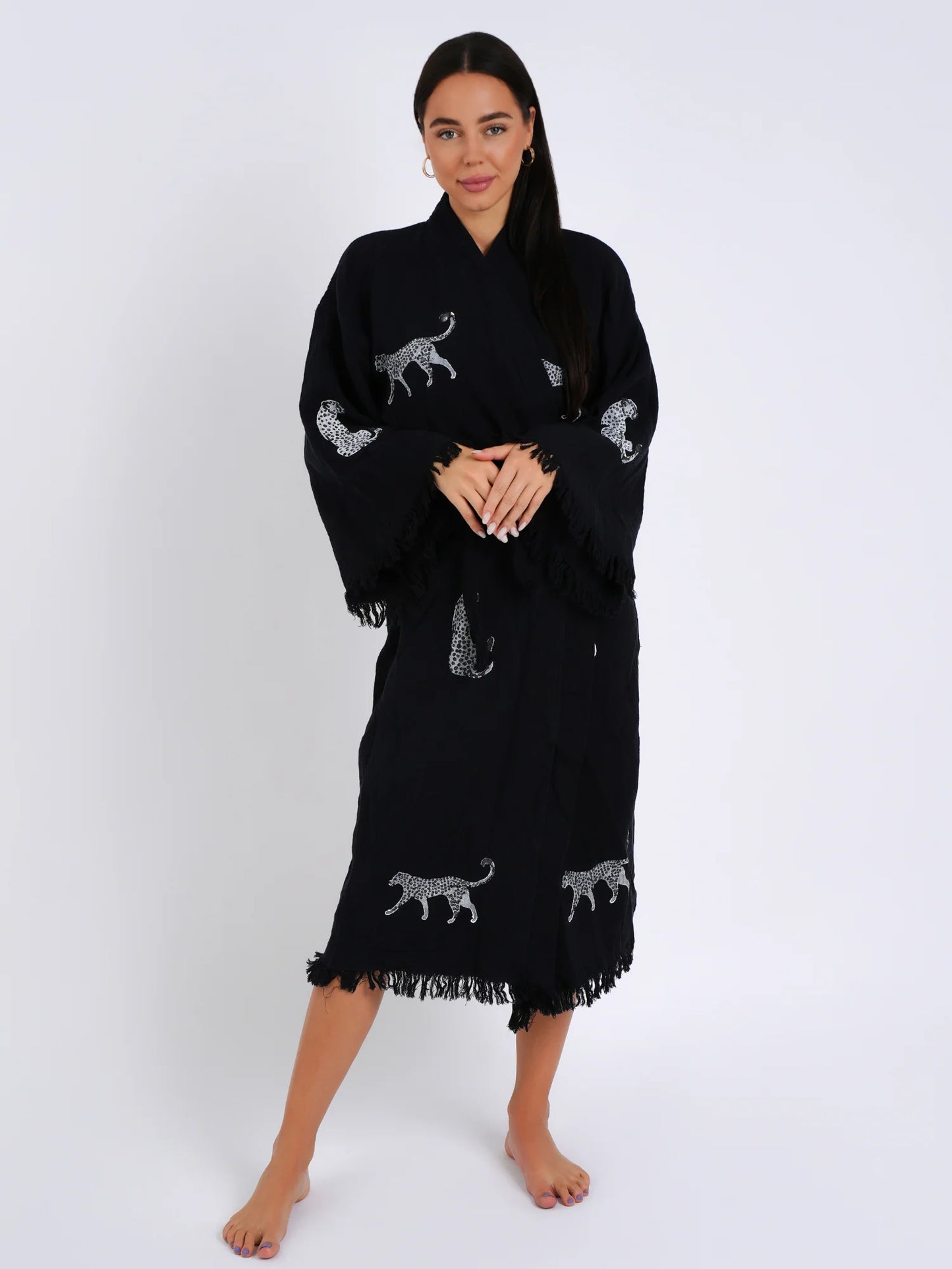 Black Leopard Kimono